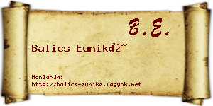 Balics Euniké névjegykártya